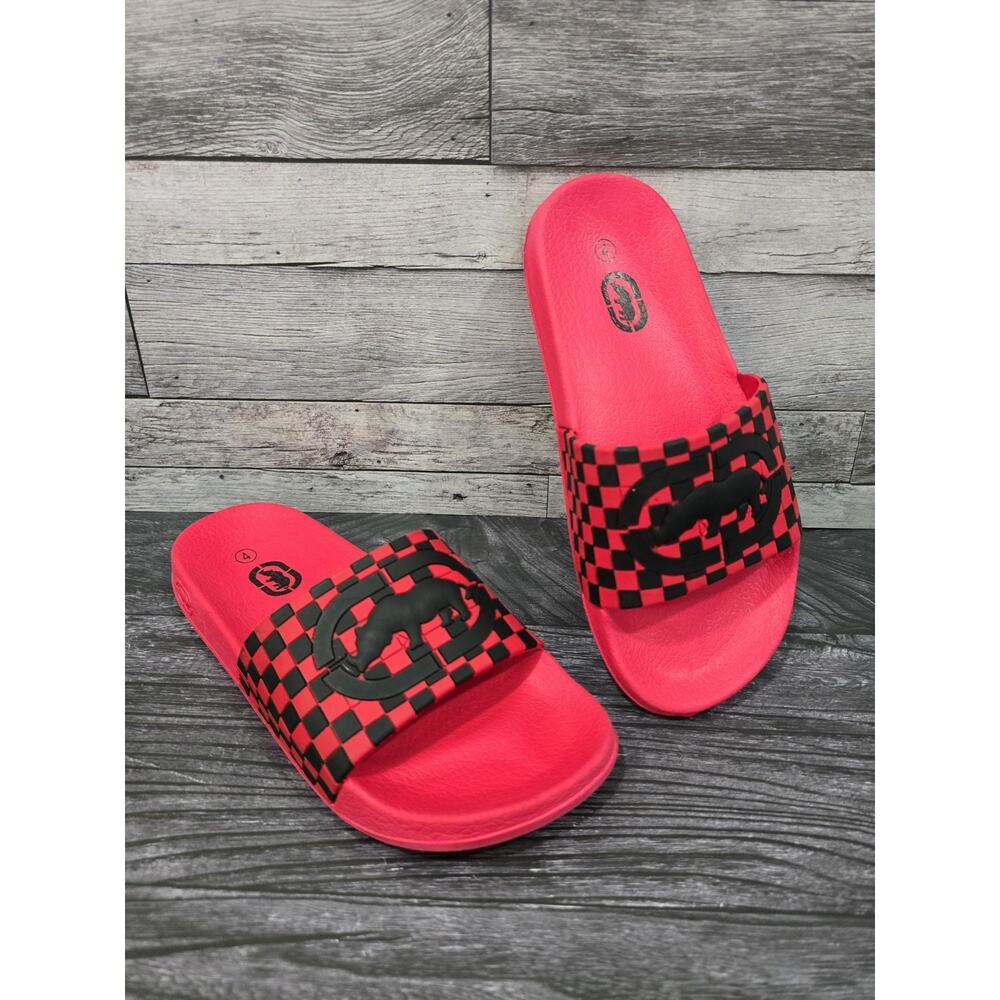 Ecko Unltd Slides Sandals Shoes Red Black Slip On Kids Size 4, Women’s Size 6